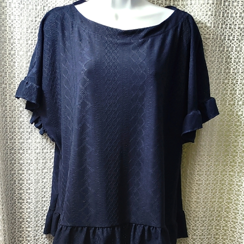 Counterparts Blue Flutter Sleeve Blouse
